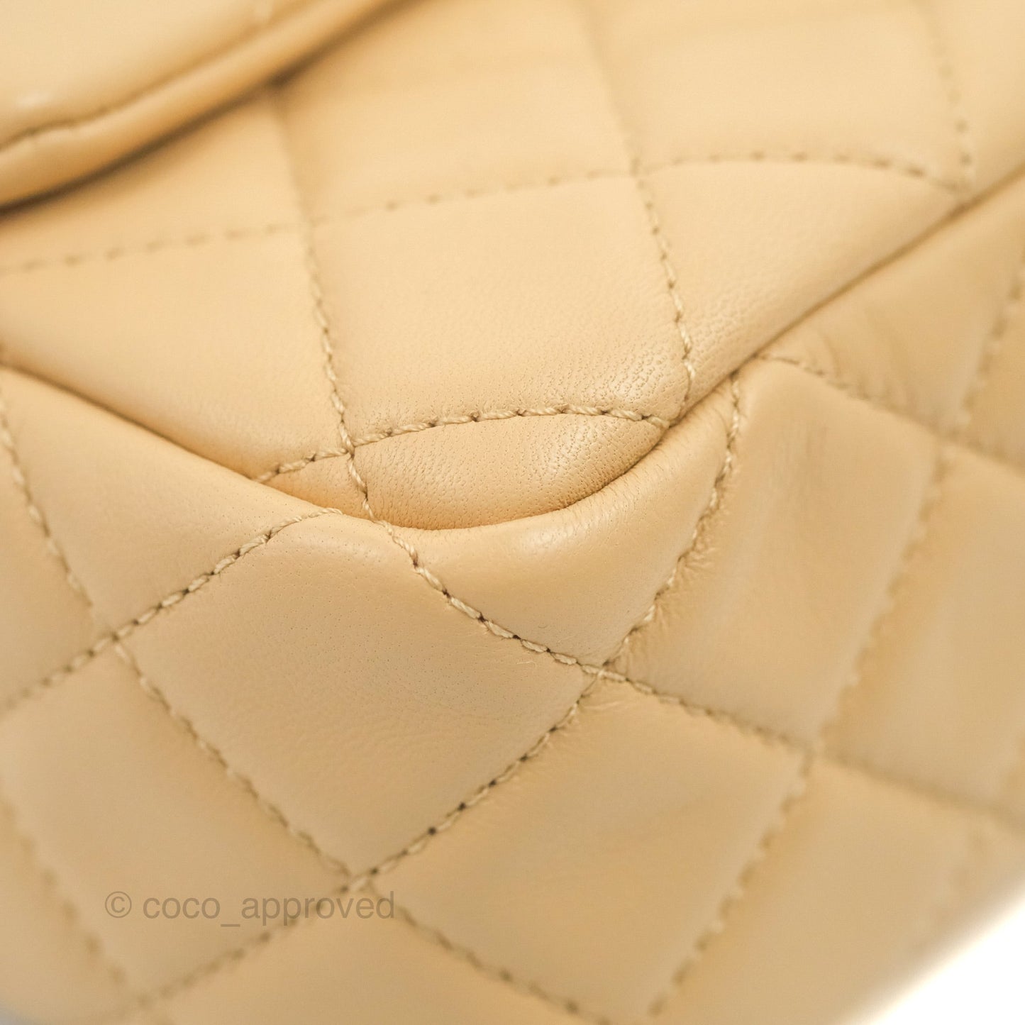 Chanel Mini Rectangular Pearl Crush Beige Lambskin Aged Gold Hardware