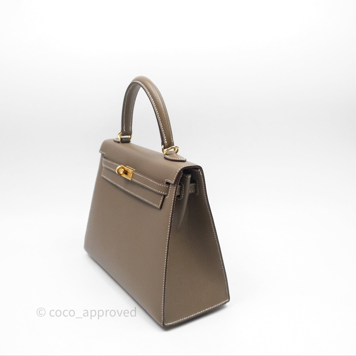 Hermès Kelly 25 Sellier Etoupe Epsom Gold Hardware
