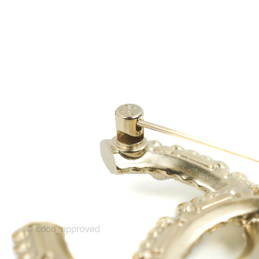 Chanel CC Crystal Pearl Brooch 22K