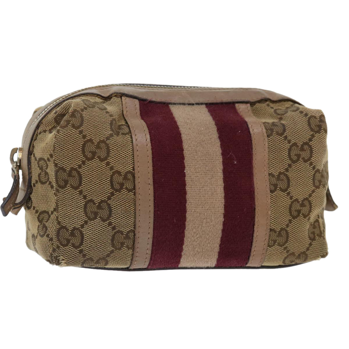 Luxury Gucci Trending 2025 GG Canvas Sherry Line Pouch Beige Wine Red 256636  70306
