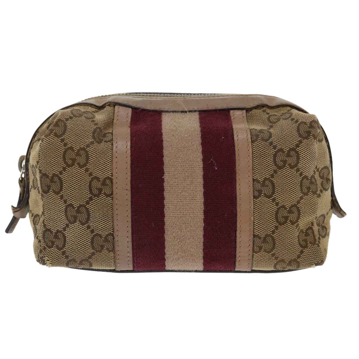 Luxury Gucci Trending 2025 GG Canvas Sherry Line Pouch Beige Wine Red 256636  70306