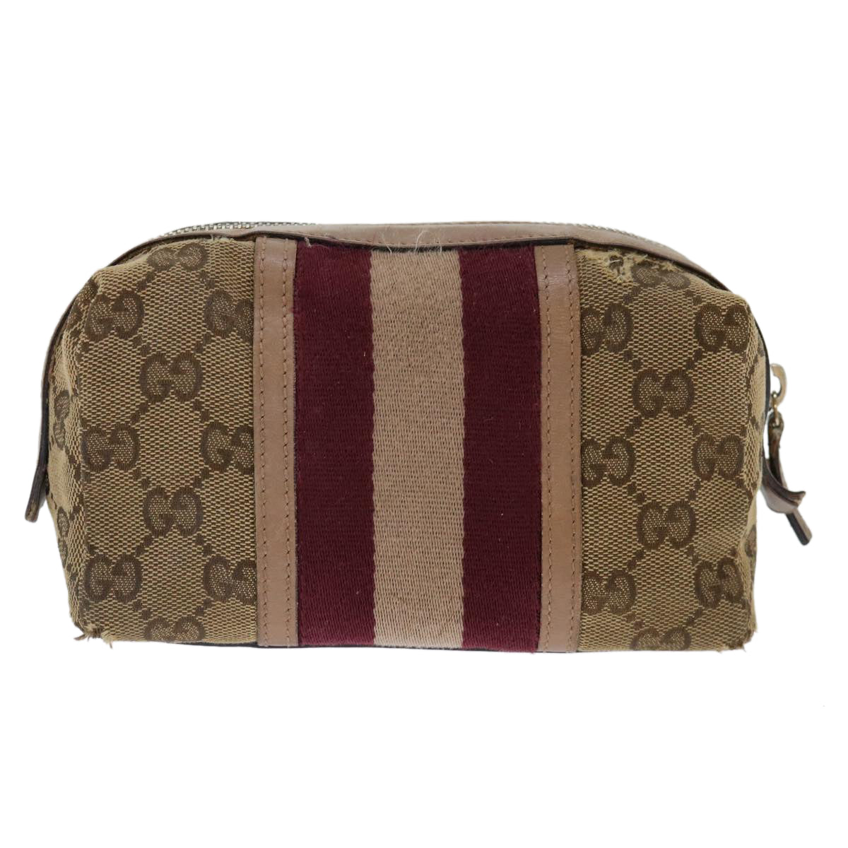 Luxury Gucci Trending 2025 GG Canvas Sherry Line Pouch Beige Wine Red 256636  70306