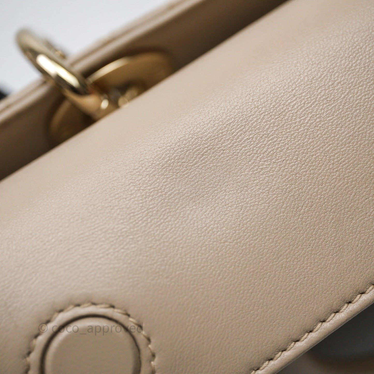 Christian Dior Small Lady D-Joy Powder Beige Cannage Lambskin Gold Hardware