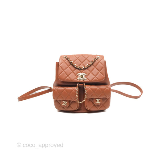 Chanel Medium Duma Backpack Tan Brown Calfskin Gold Hardware