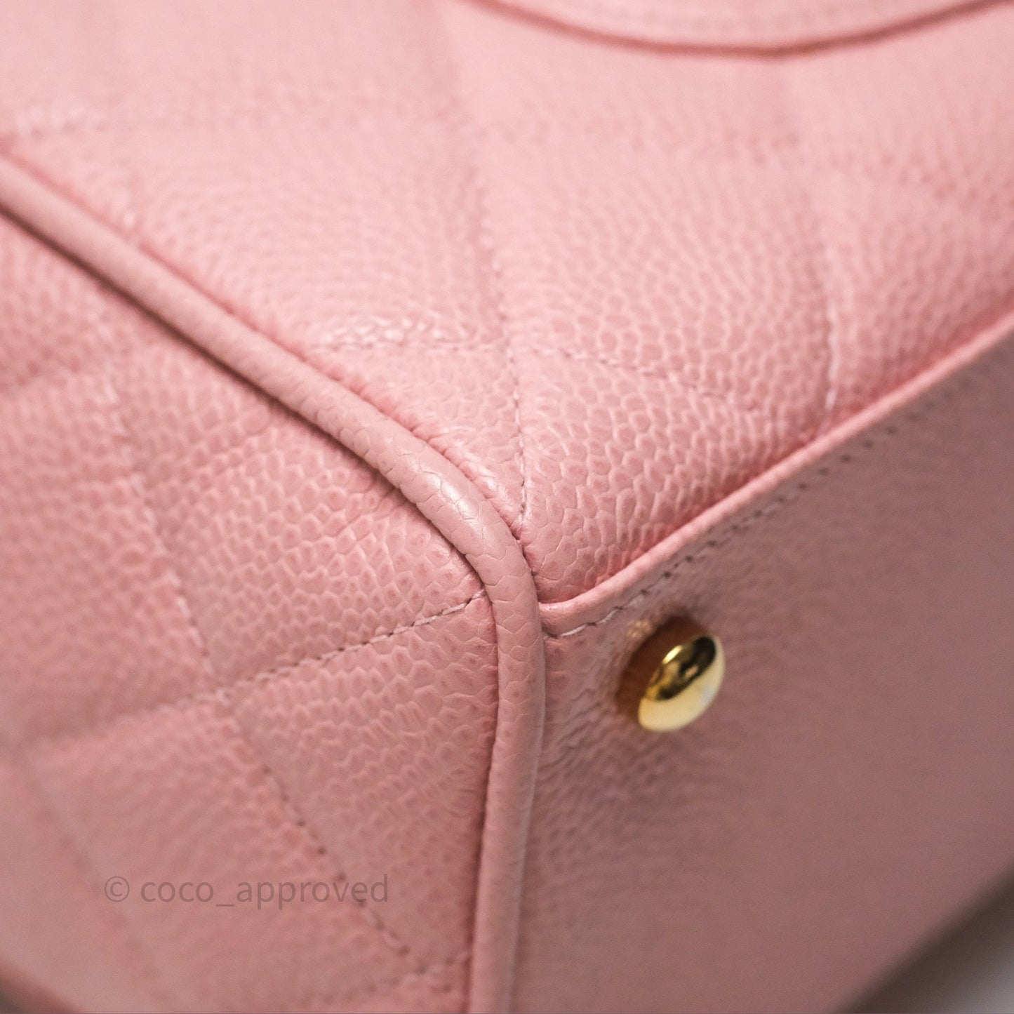 Chanel Vintage Mini CC Boston Bag Sakura Pink Caviar Gold Hardware