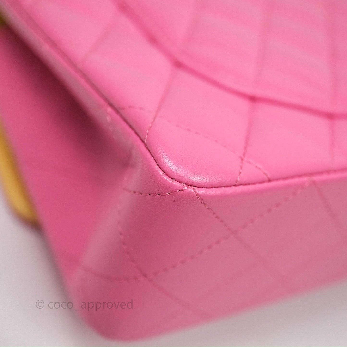 Chanel Small Classic Flap Quilted Pink Lambskin Rainbow Hardware