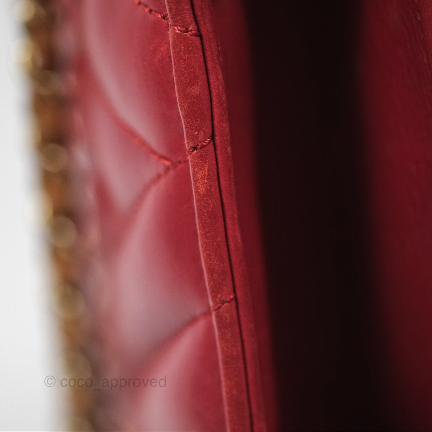 Chanel Chevron Shoulder Bag Red Calfskin Aged Gold Hardware