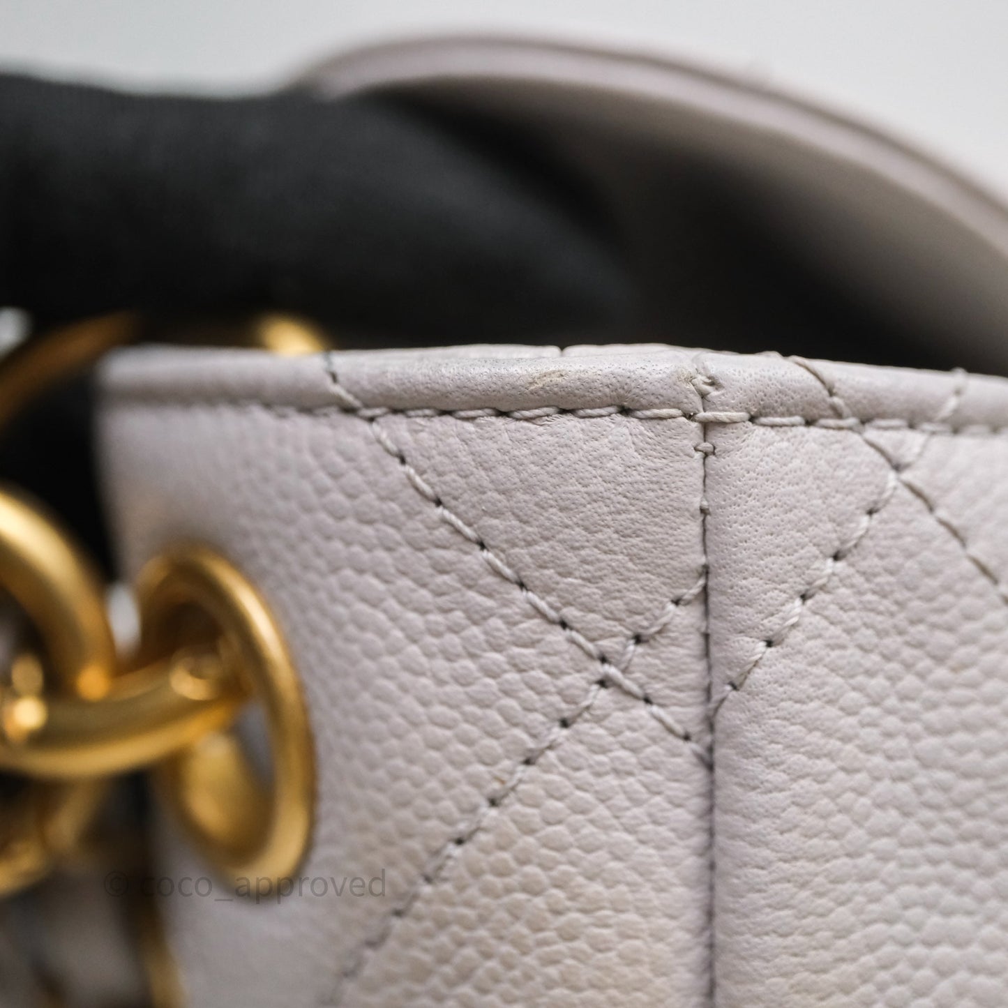 Chanel Double Pocket Hobo Bag Grey Caviar Aged Gold Hardware