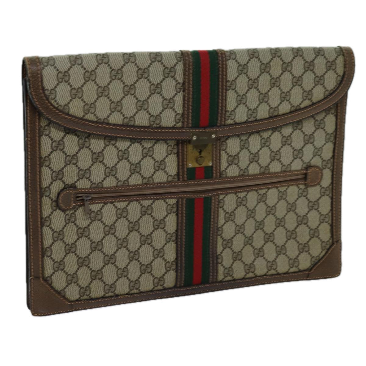 Luxury Gucci Trending 2025 GG Supreme Web Sherry Line Clutch Bag PVC Beige Red Green  70352