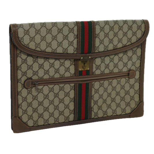 Luxury Gucci Trending 2025 GG Supreme Web Sherry Line Clutch Bag PVC Beige Red Green  70352