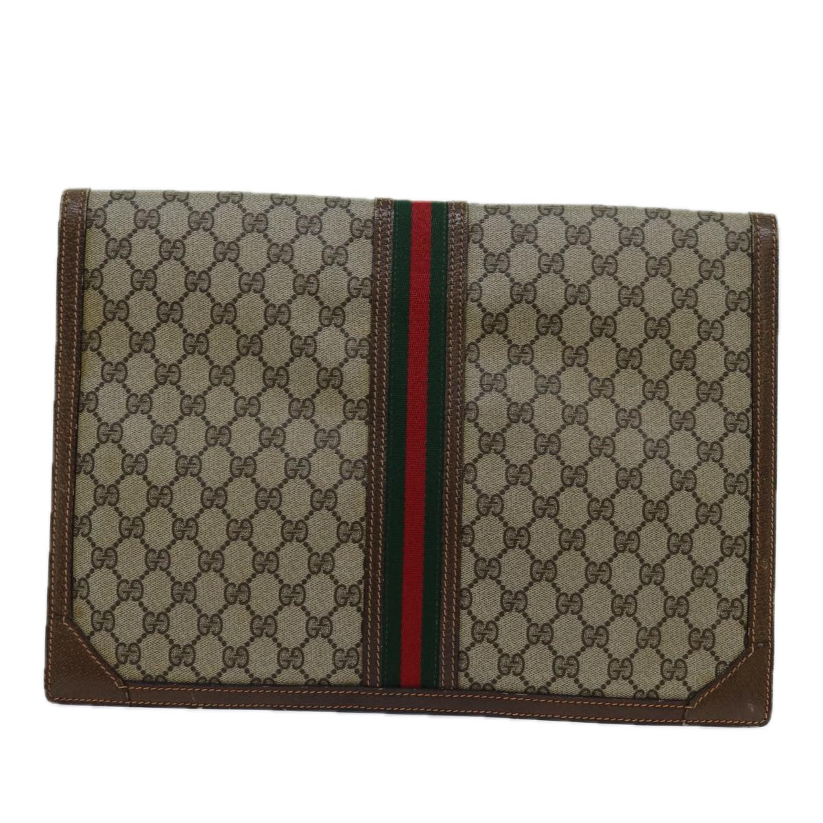 Luxury Gucci Trending 2025 GG Supreme Web Sherry Line Clutch Bag PVC Beige Red Green  70352