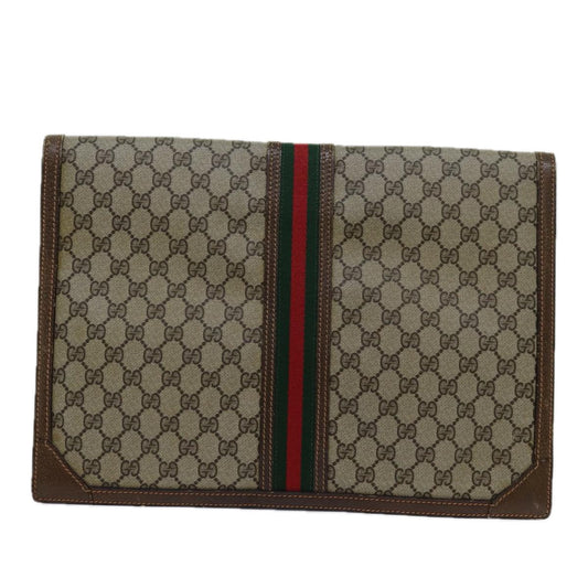 Luxury Gucci Trending 2025 GG Supreme Web Sherry Line Clutch Bag PVC Beige Red Green  70352