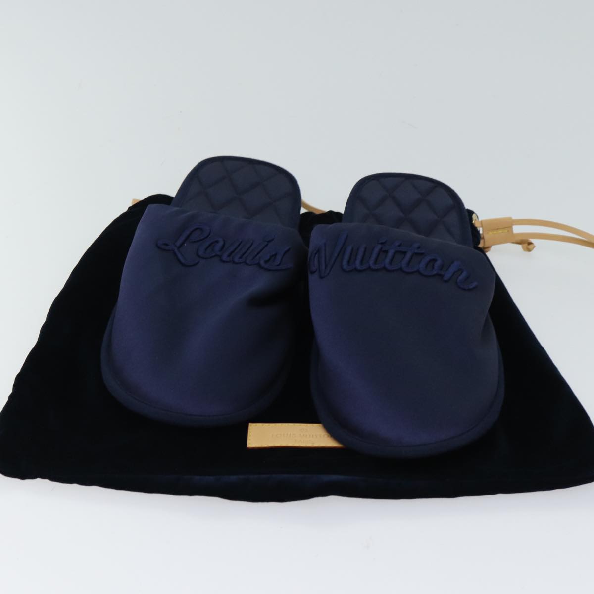 LOUIS VUITTON Slipper shoes Satin 36-37 Navy LV 70360