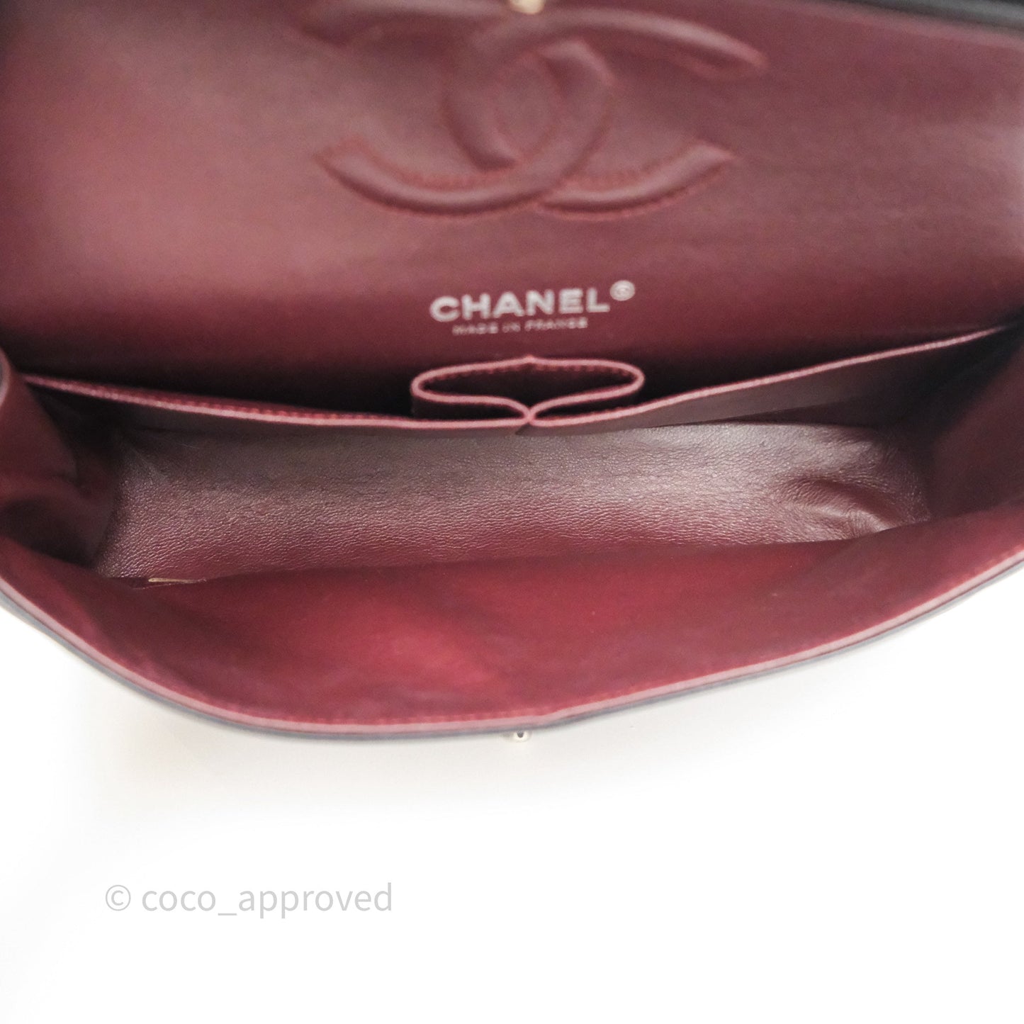 Chanel Classic M/L Medium Flap Quilted Black Lambskin Silver Hardware