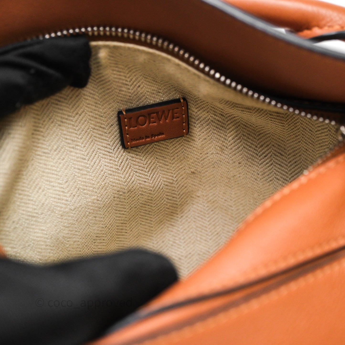 Loewe Mini Puzzle Bag Tan Calfskin Palladium Hardware