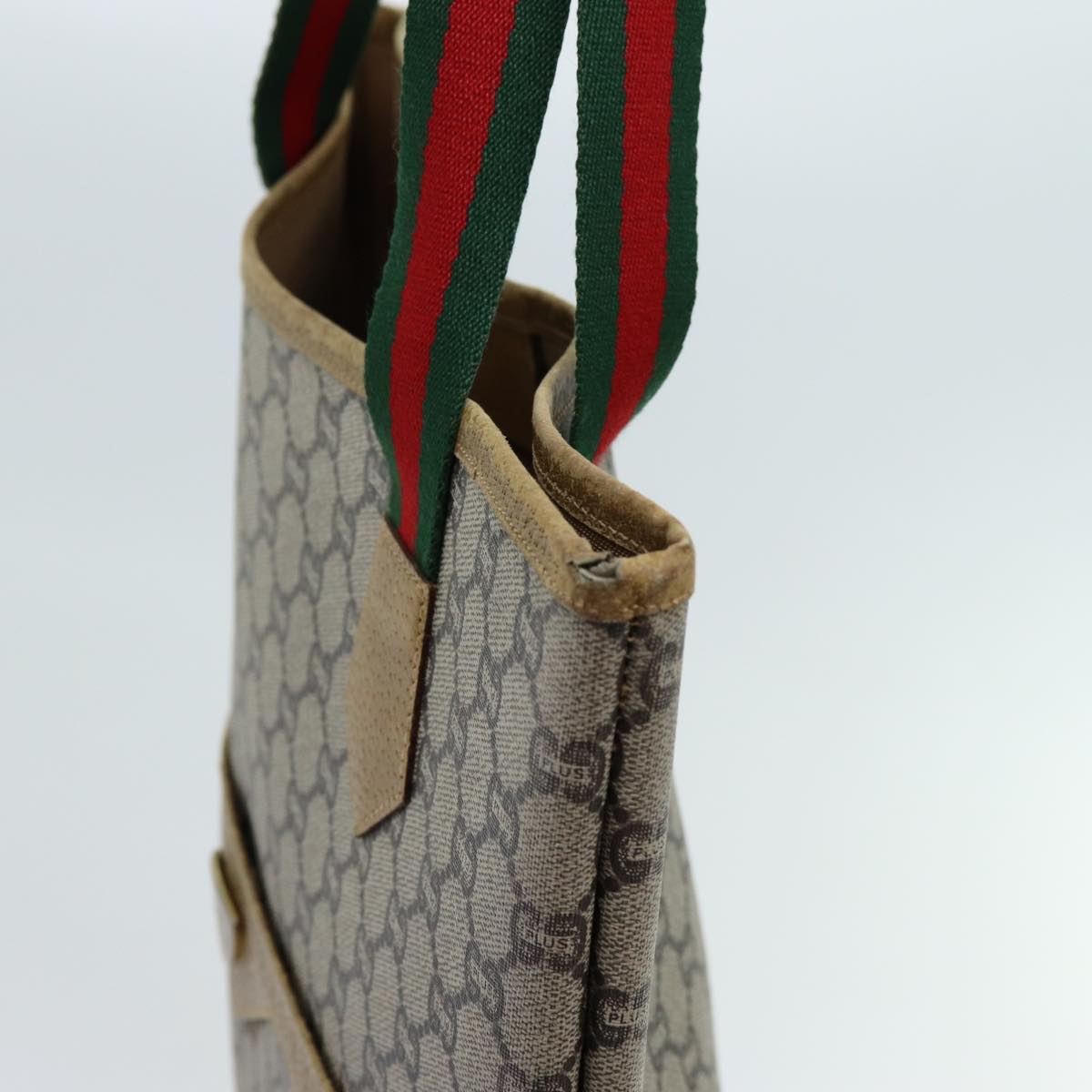 Luxury Gucci Trending 2025 GG Plus Supreme Web Sherry Line Tote Bag PVC Beige Red Green  70395
