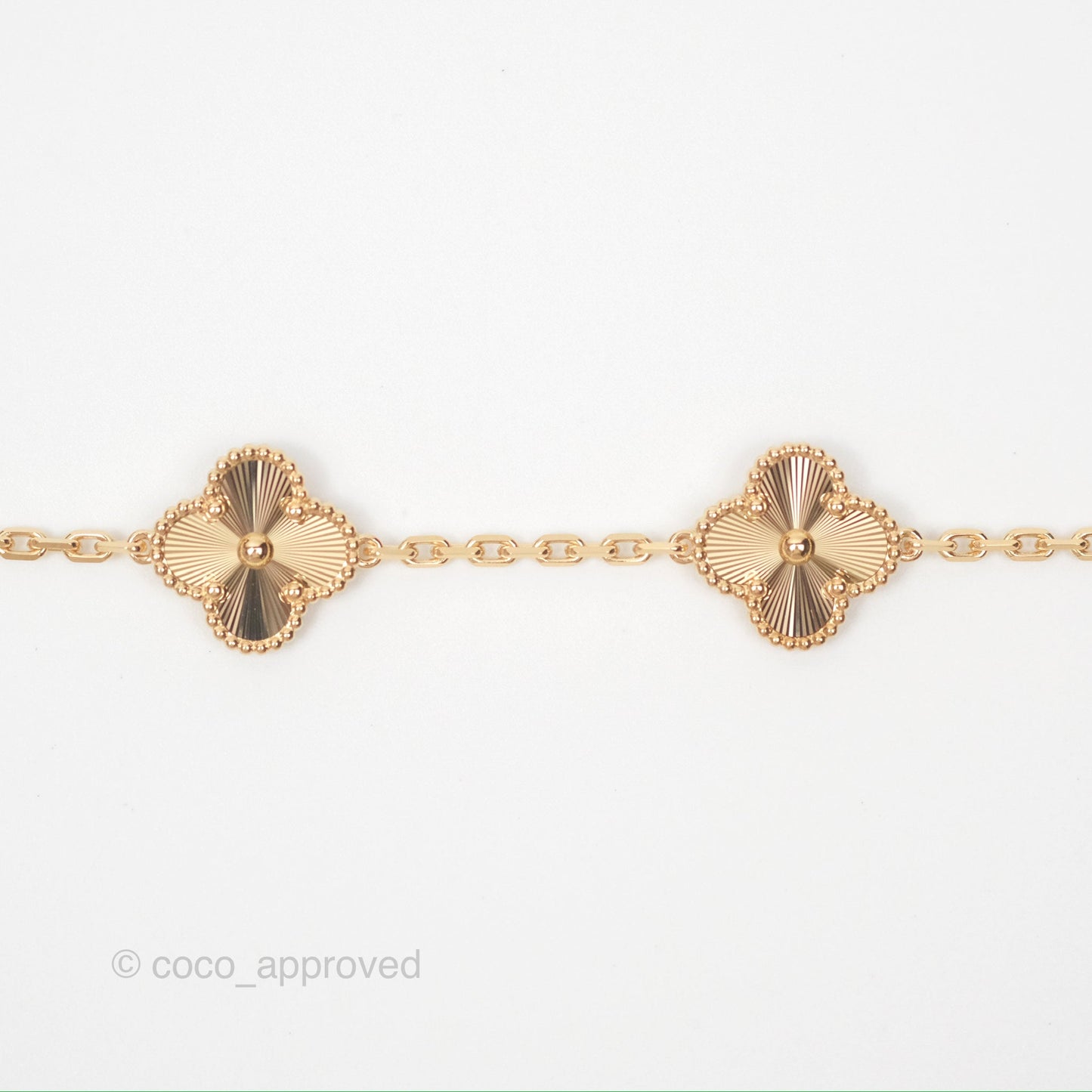 Van Cleef & Arpels Vintage Alhambra 5 Motifs Guilloche Yellow Gold Bracelet