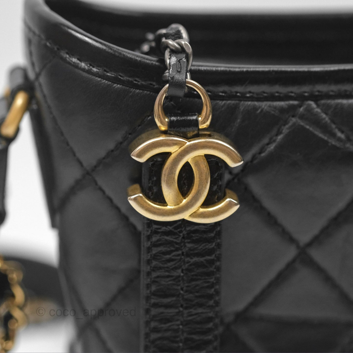 Chanel Small Gabrielle Hobo Quilted Black Aged Calfskin