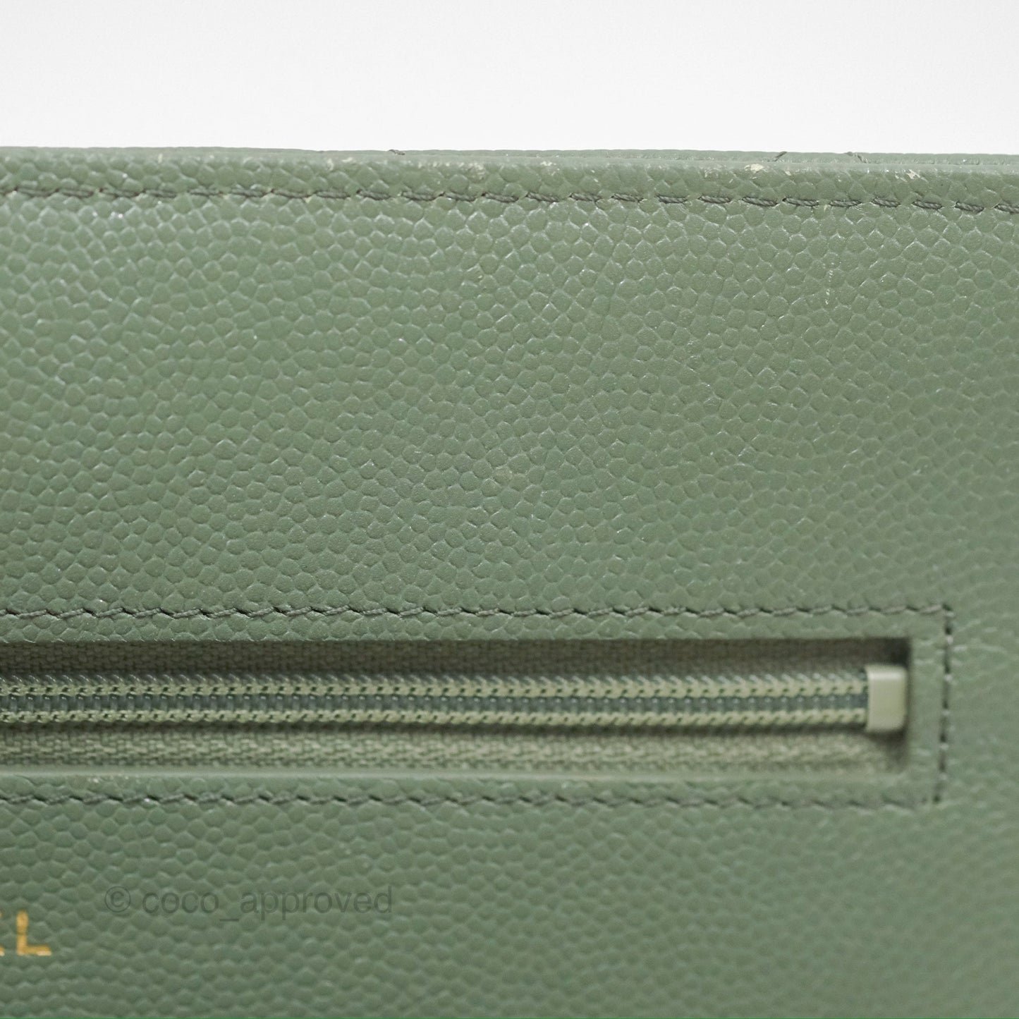 Chanel Classic Quilted Wallet On Chain WOC Glitter Dark Tiffany Green Caviar Aged Gold Hardware