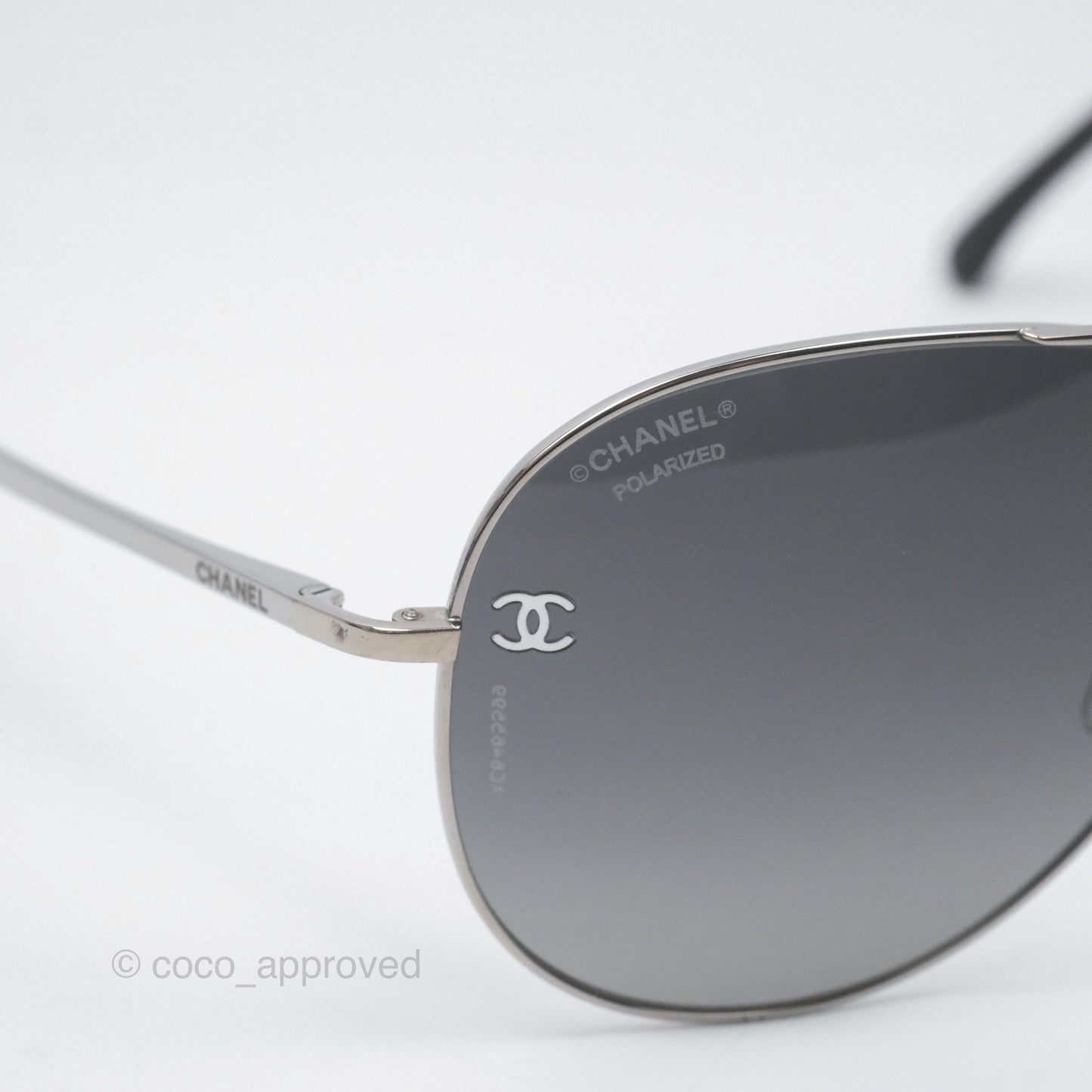 Chanel 4189 Pilot Sunglasses in Titanium and Calfskin Grey Lense