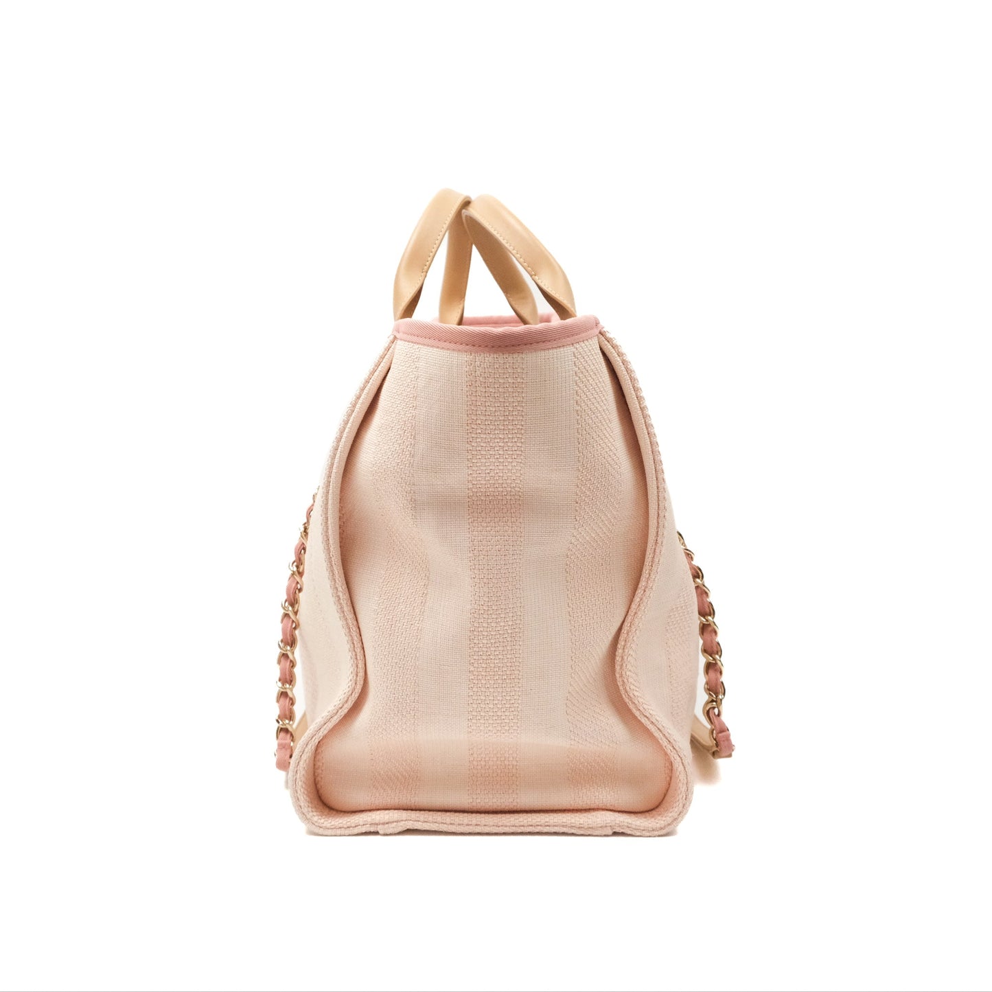 Chanel Canvas Large Deauville Tote Light Pink Stripe