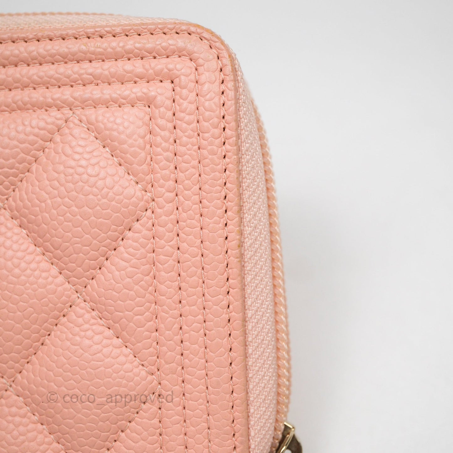 Chanel Boy Zip Long Wallet Pink Caviar Gold Hardware