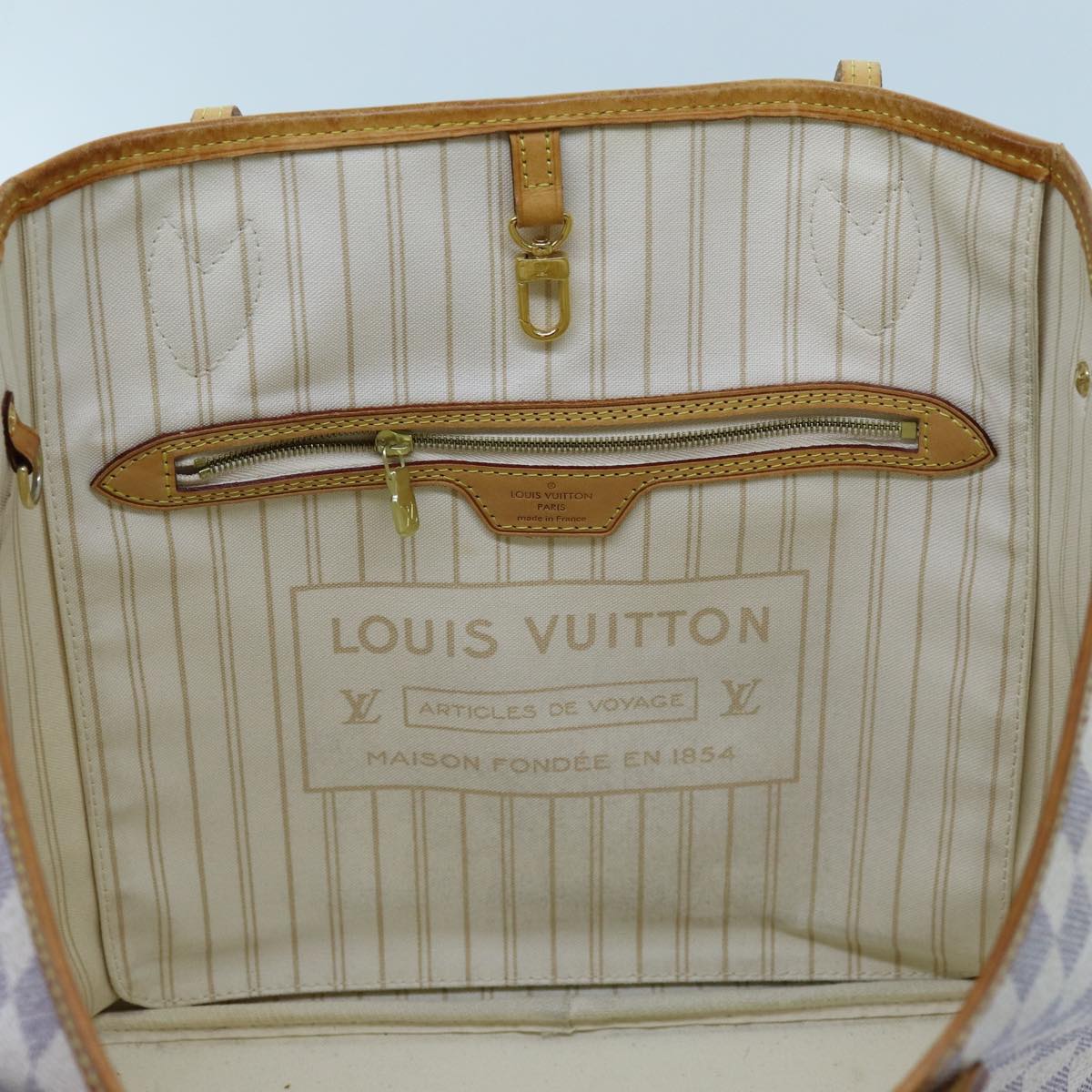 LOUIS VUITTON Damier Azur Neverfull MM Tote Bag N41605 LV 70414