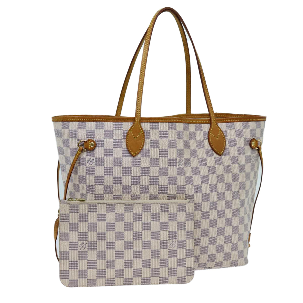 LOUIS VUITTON Damier Azur Neverfull MM Tote Bag N41605 LV 70414