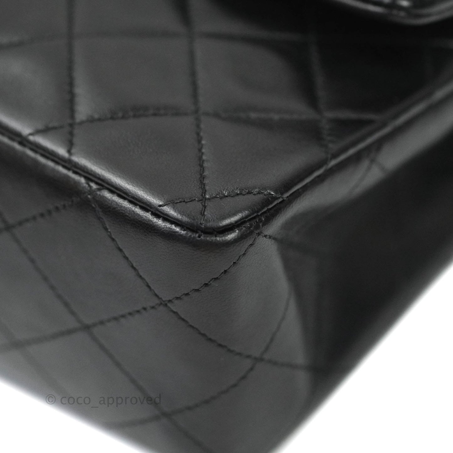 Chanel Vintage M/L Lambskin Medium Double Flap Bag Black 24K Gold Hardware