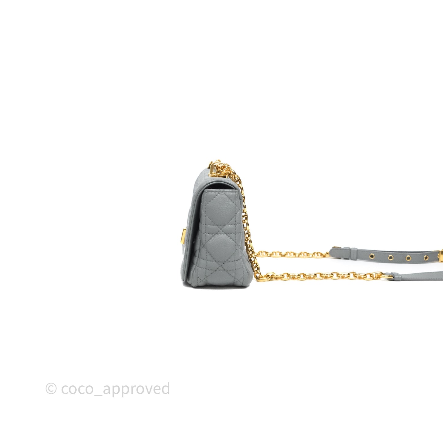 Christian Dior Small Caro Bag Stone Gray Supple Cannage Calfskin