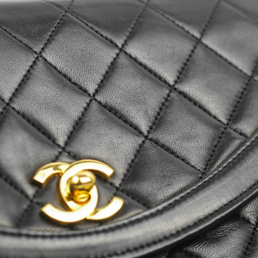 Chanel Vintage Round Flap Bag Quilted Lambskin Gold Hardware