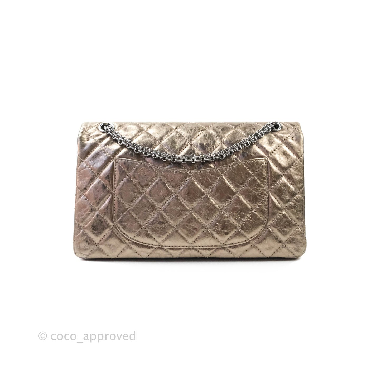 Chanel Quilted Reissue 226 Metallic Calfskin Gun Metal