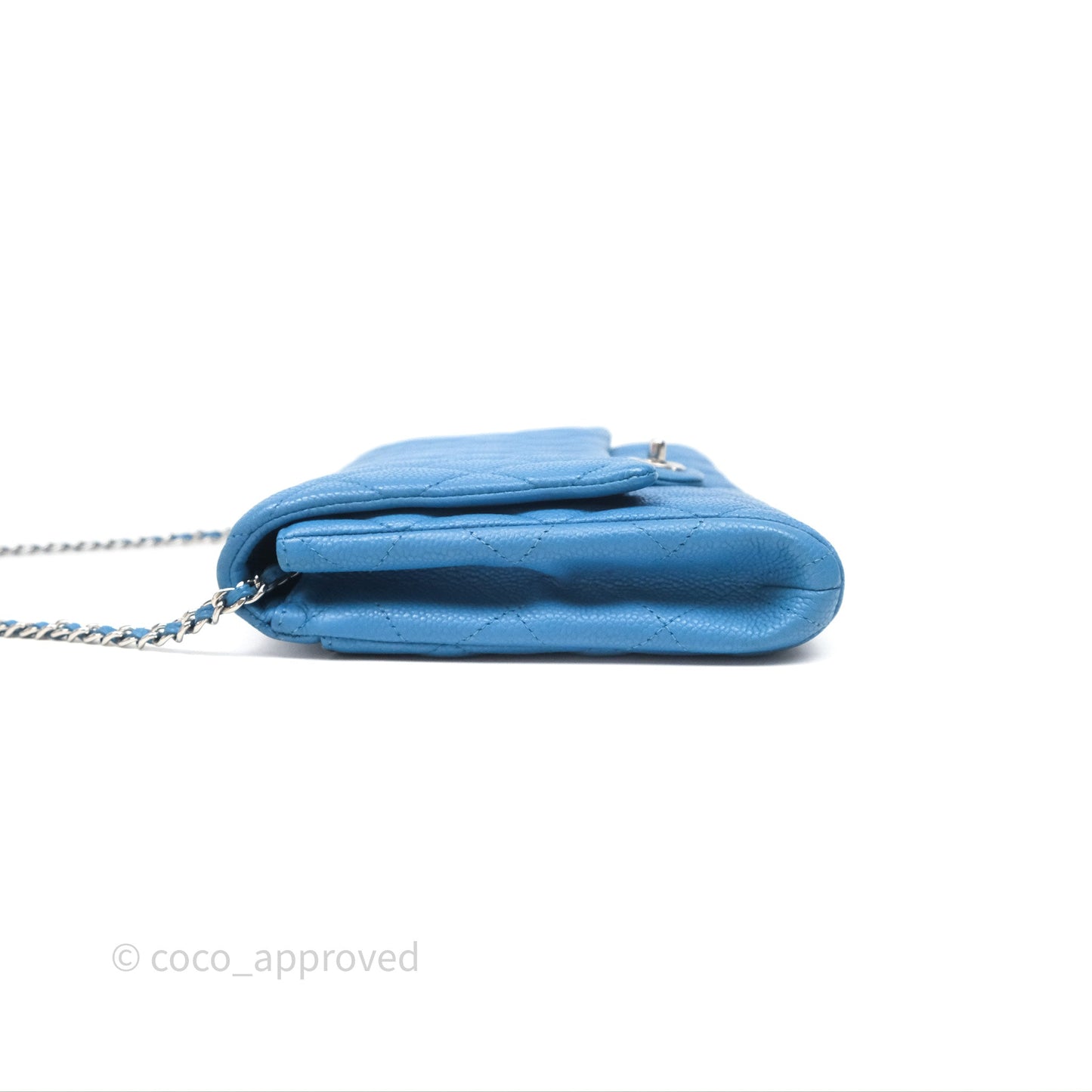 Chanel Quilted Clutch with Chain Caviar Azul Sliver Hardware