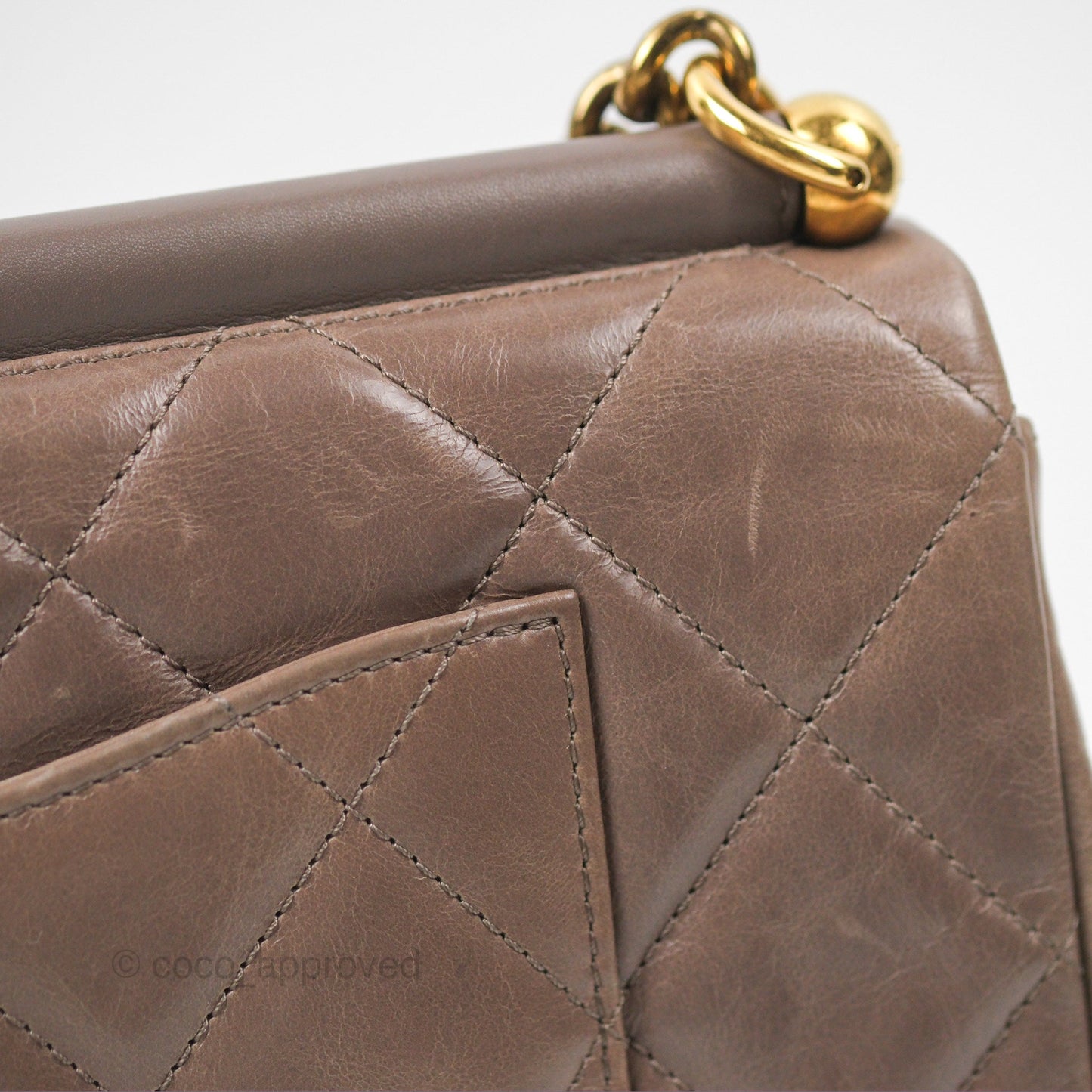Chanel Gold Bar Single Flap Dark Grey Glazed Calfskin Gold Hardware
