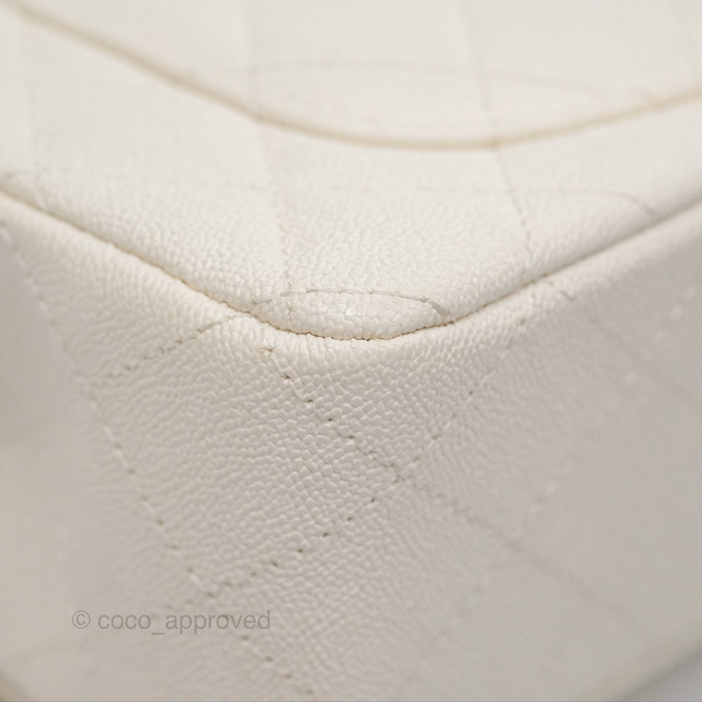 Chanel Top Handle Mini Rectangular Flap Bag Ivory White Caviar Aged Gold Hardware