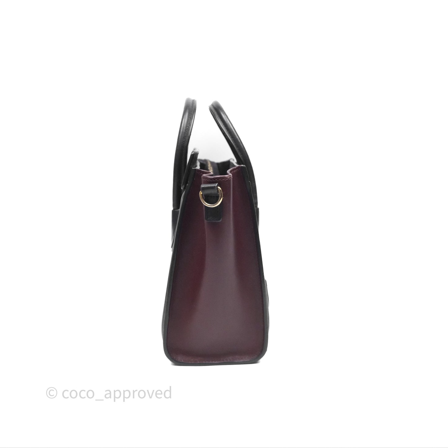 Celine Nano Luggage Satin Calfskin Gold Hardware Red/ Dark Brown