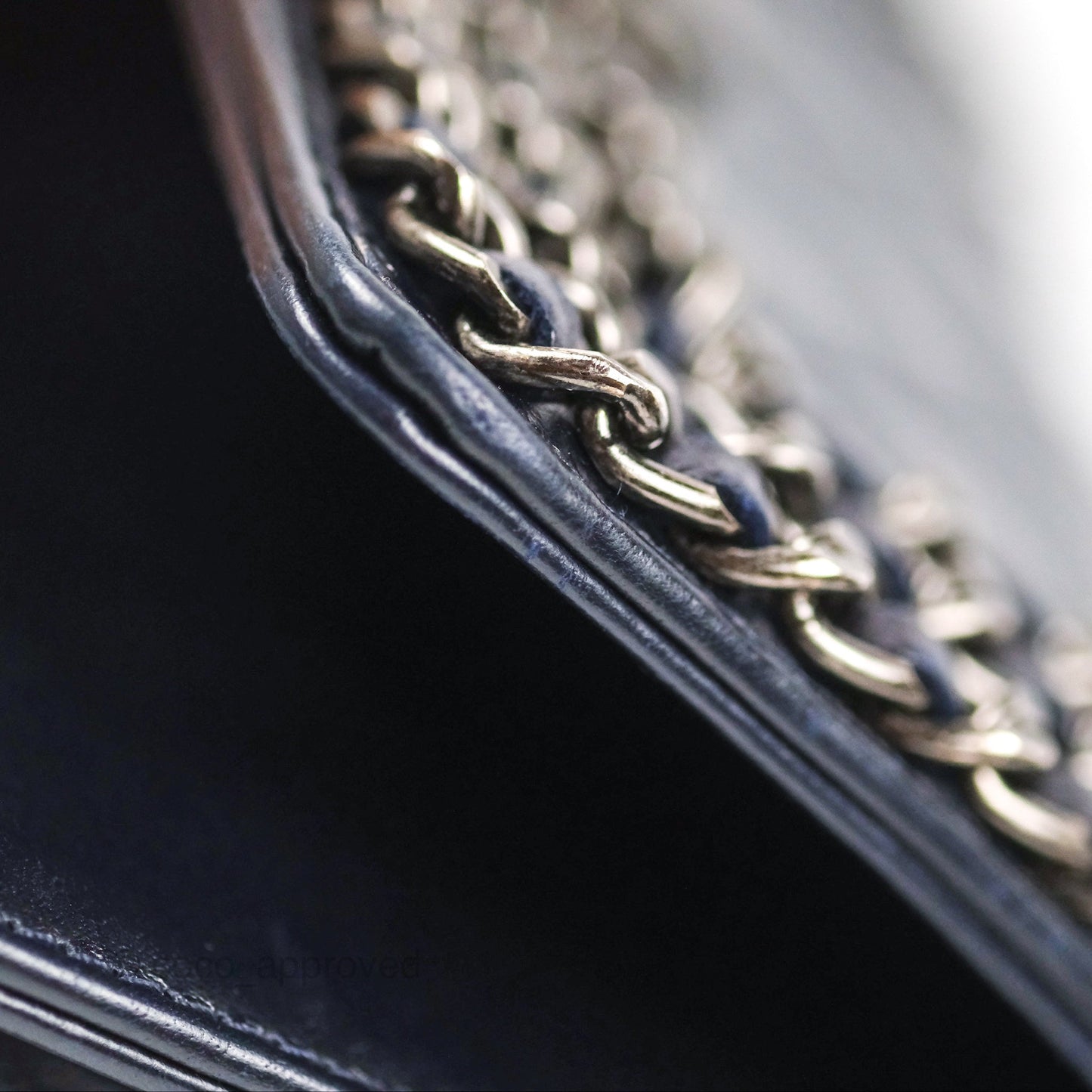 Chanel Small Chain Around Boy Dark Navy Glazed Calfskin Ruthenium Hardware