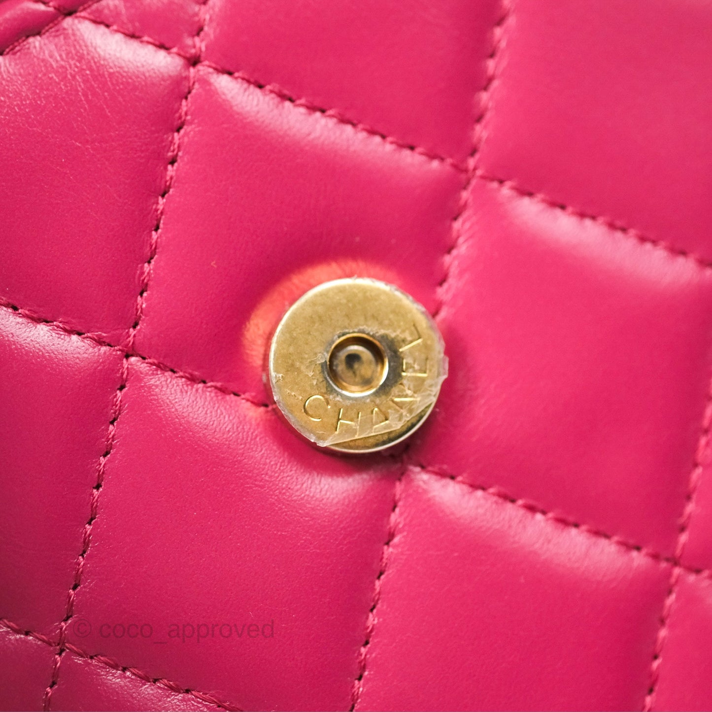 Chanel Quilted Perfect Fit Dark Pink Phone Holder Aged Gold Hardware