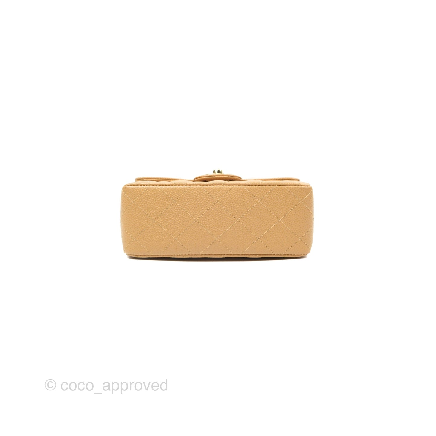 Chanel Quilted Vintage Mini Square Flap Beige Caviar 24K Gold Hardware