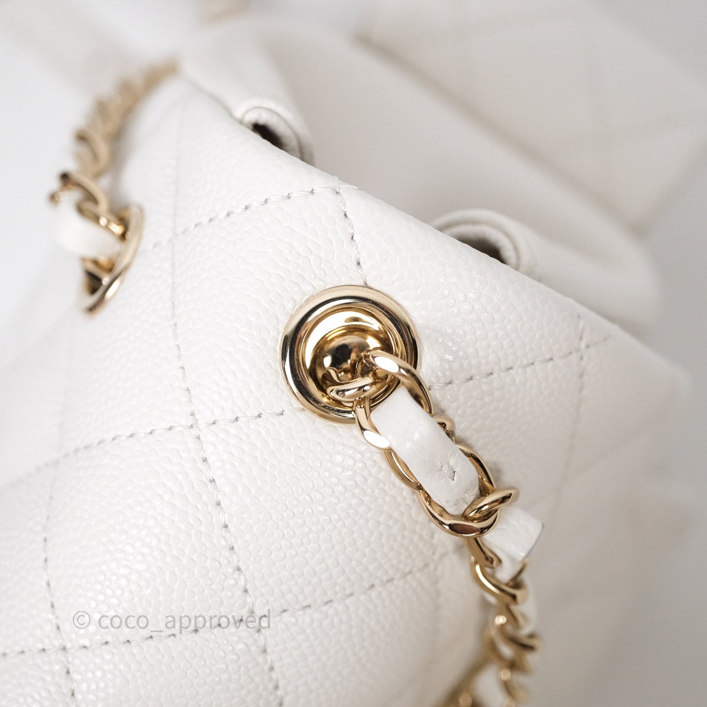 Chanel Small Duma Backpack Caviar White Gold Hardware