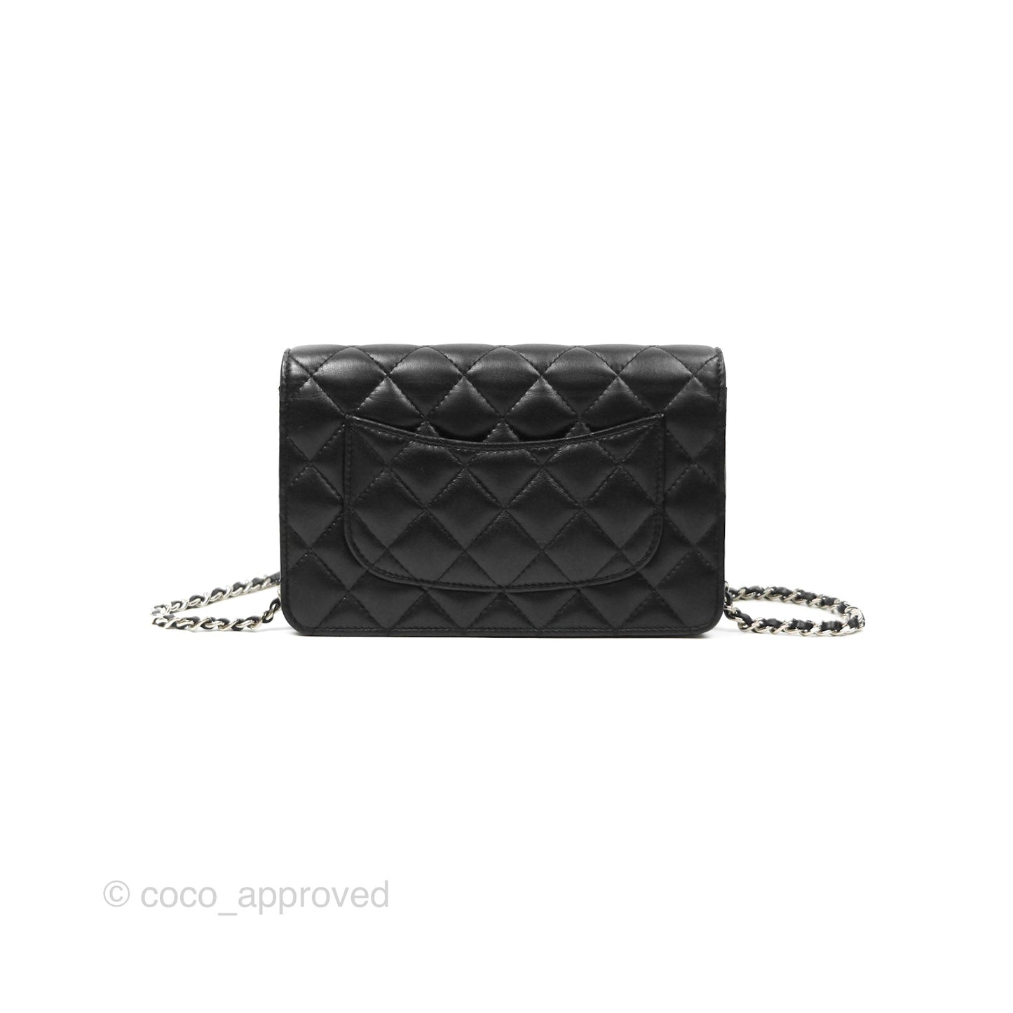 Chanel Gradient CC Wallet On Chain WOC Black Lambskin Silver Hardware 23K