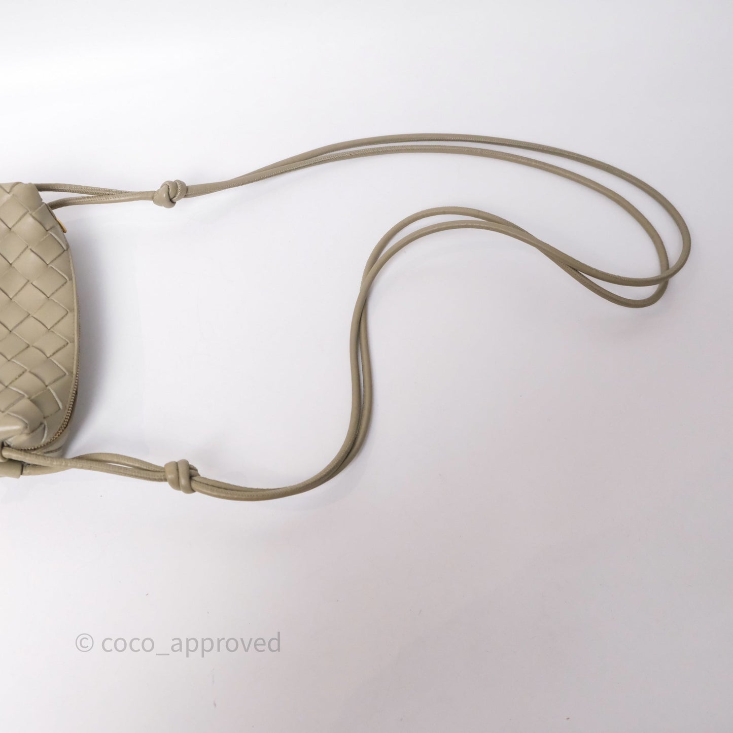 Bottega Veneta Mini Loop Camera Bag Intrecciato Lambskin Travertine