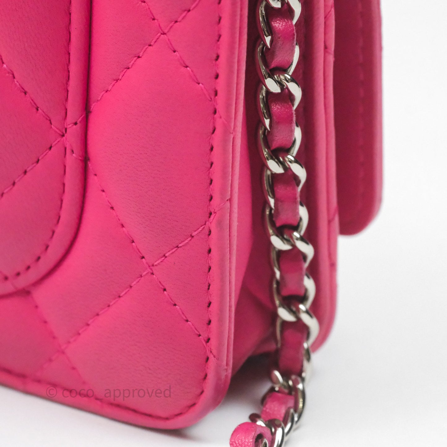 Chanel Quilted Wallet on Chain WOC Pink Lambskin Silver Hardware