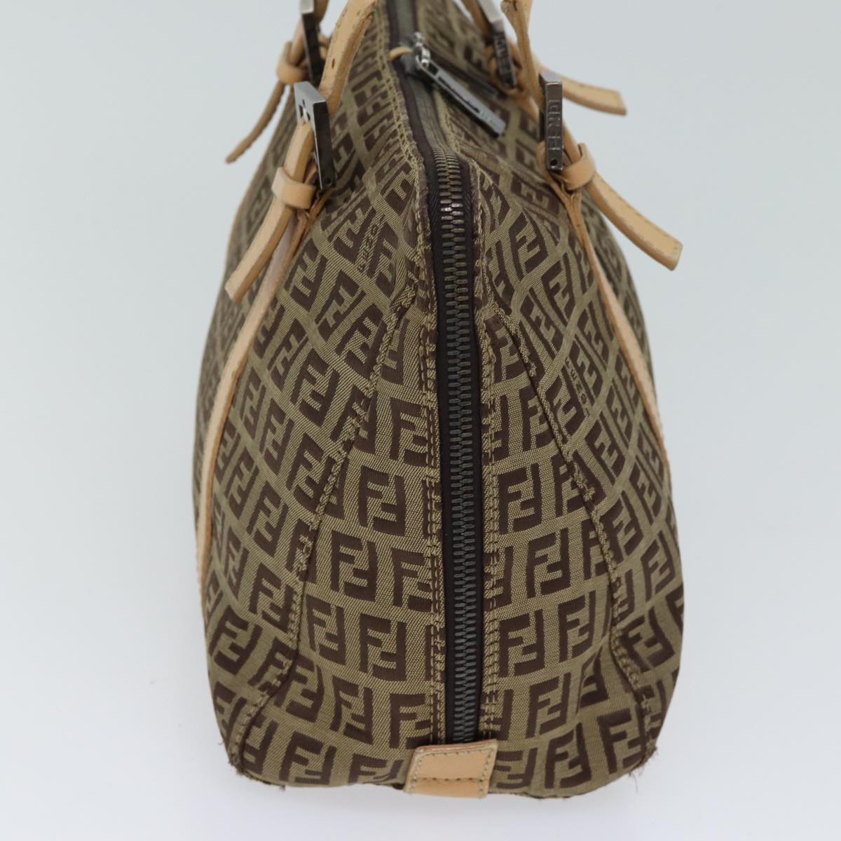 Luxury FendiZucchino Canvas Hand Bag Canvas Beige Brown70596