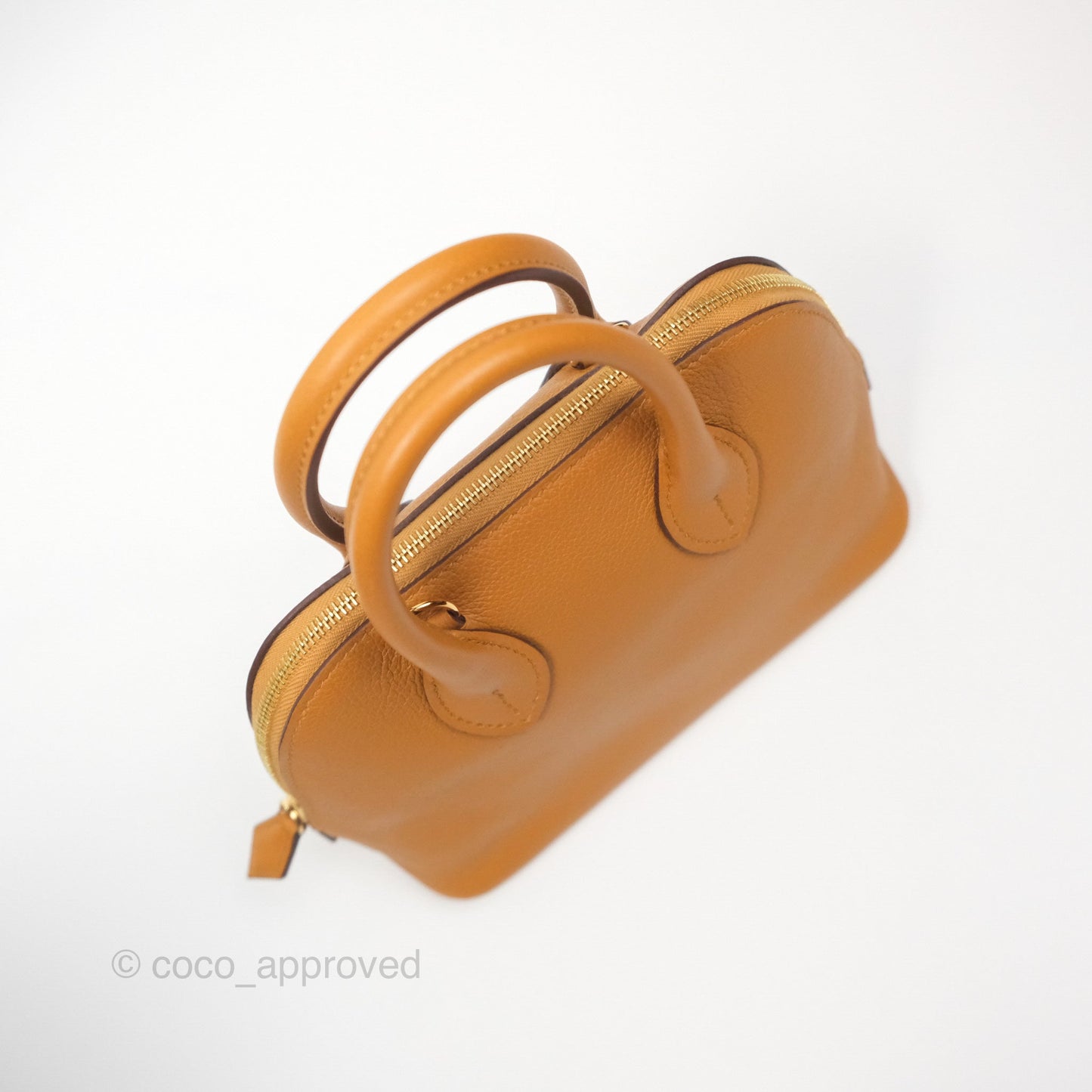 Hermès Bolide Mini 1923 Evercolor Caramel 28/ Mauve Pale 09 Gold Hardware
