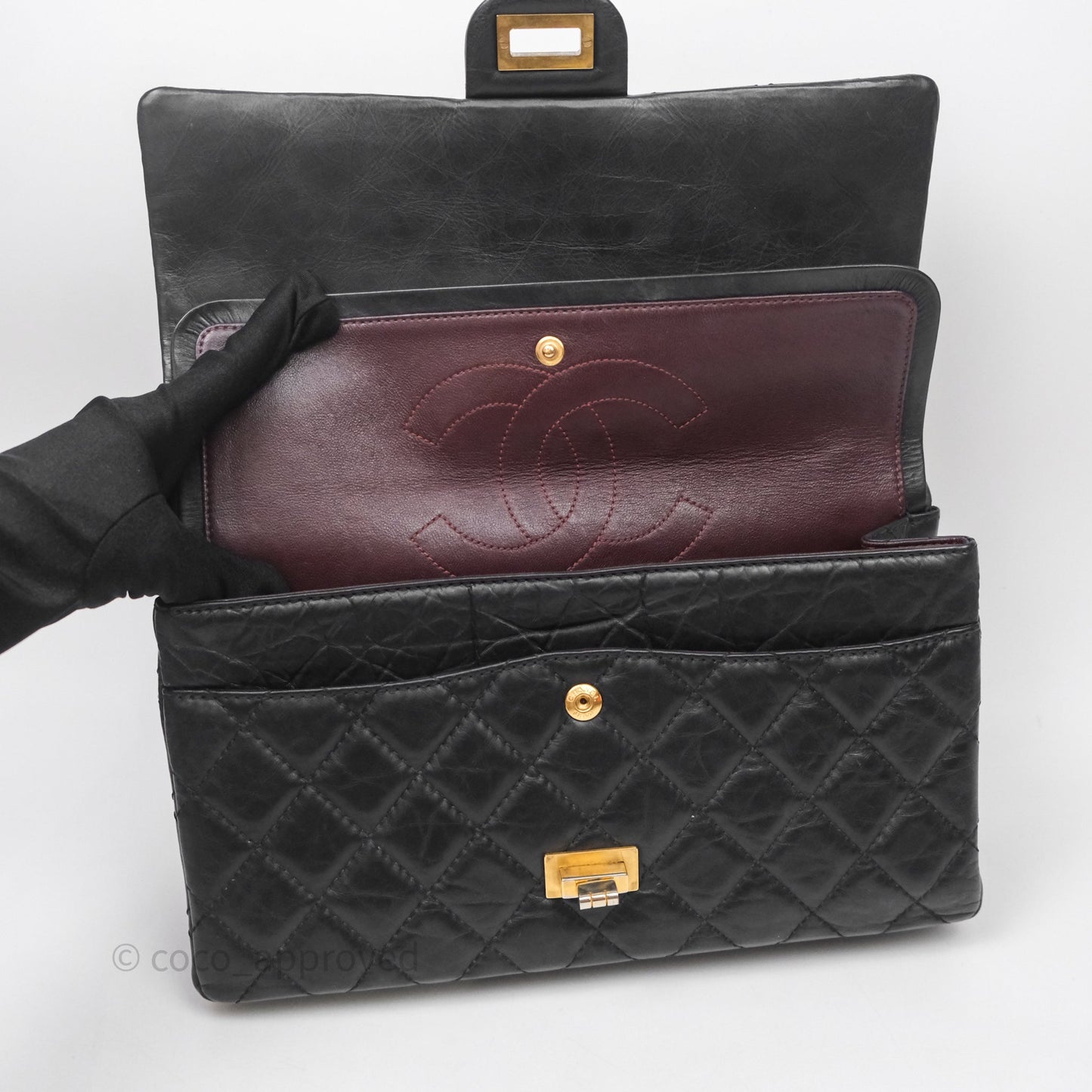 Chanel Quilted 2.55 Reissue 226 Flap Bag Black Aged Calfskin Gold Hardware