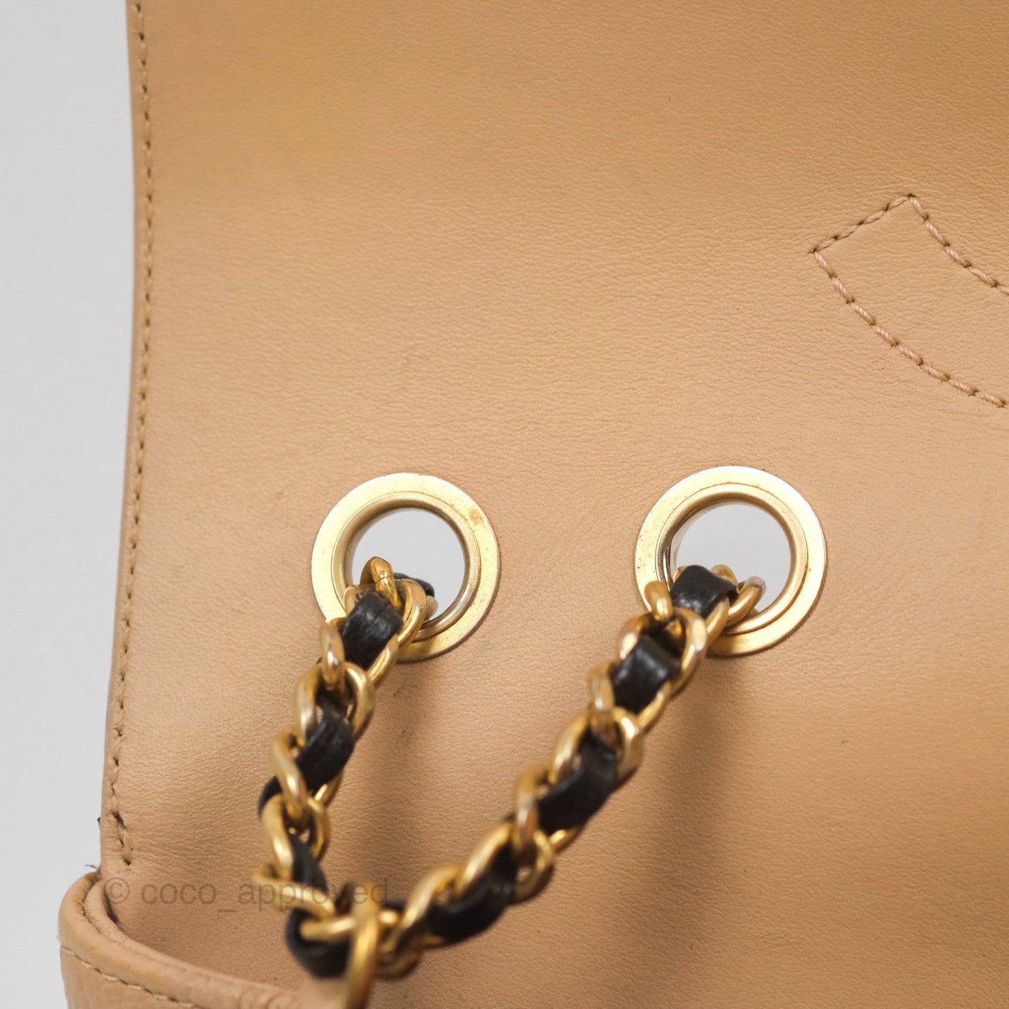 Chanel Small CC Filigree Flap Quilted Beige Black Caviar