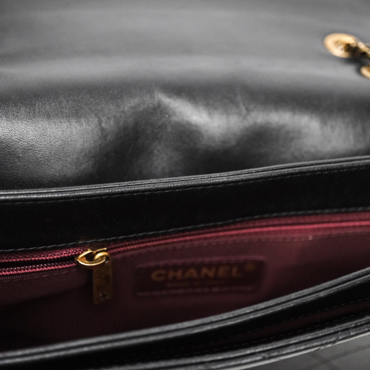 Chanel Quilted Flap Bag Black Calfskin Aged Gold Hardware