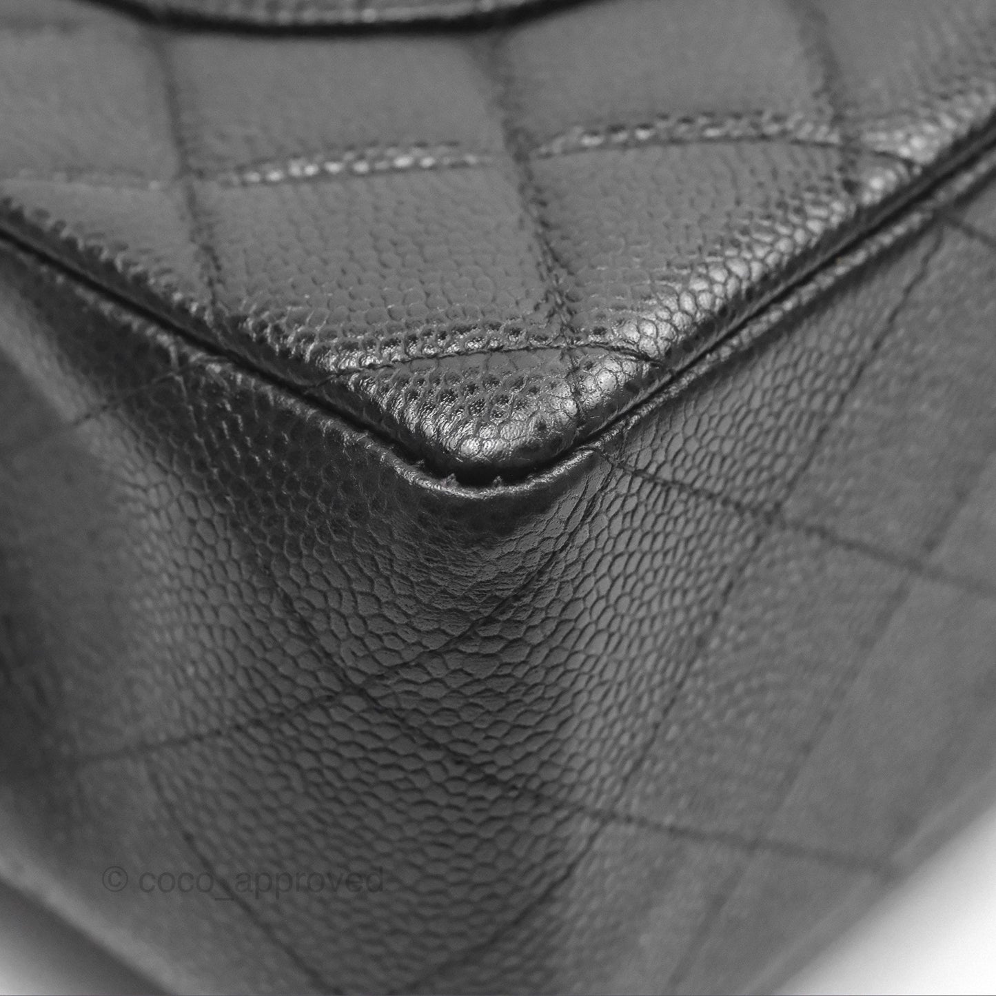 Chanel Classic Vintage Jumbo Single Flap Black Caviar Silver Hardware