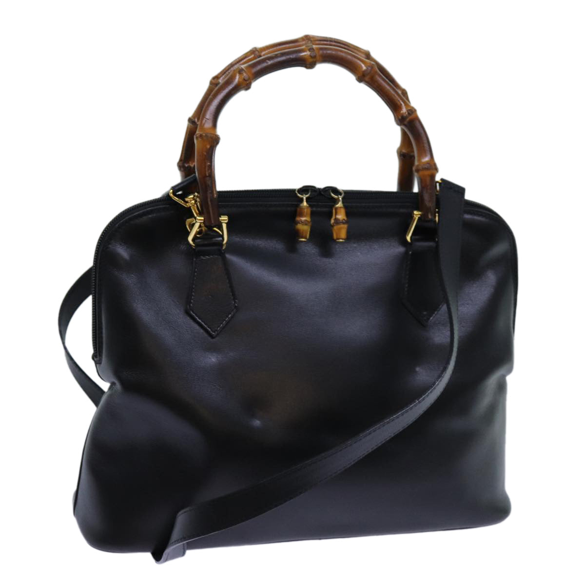 Luxury Gucci Trending 2025 Bamboo Hand Bag Leather 2way Black  70622